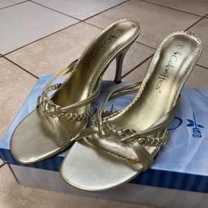 NIB Gold Strappy Slides